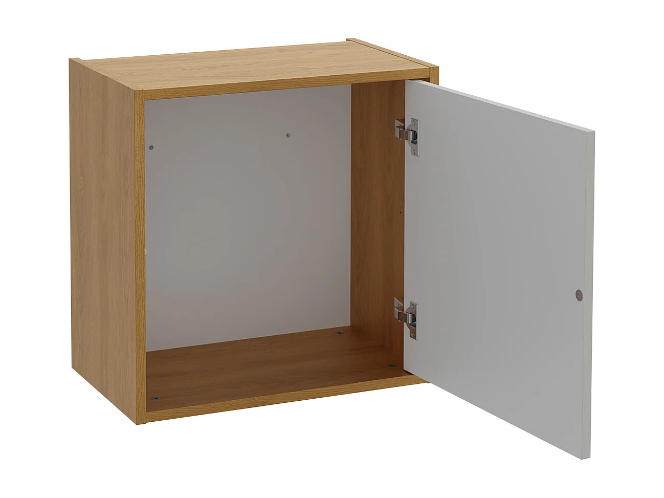 Ensemble meuble simple vasque encastrée 60 cm et armoires Denzel Blanc et Bois