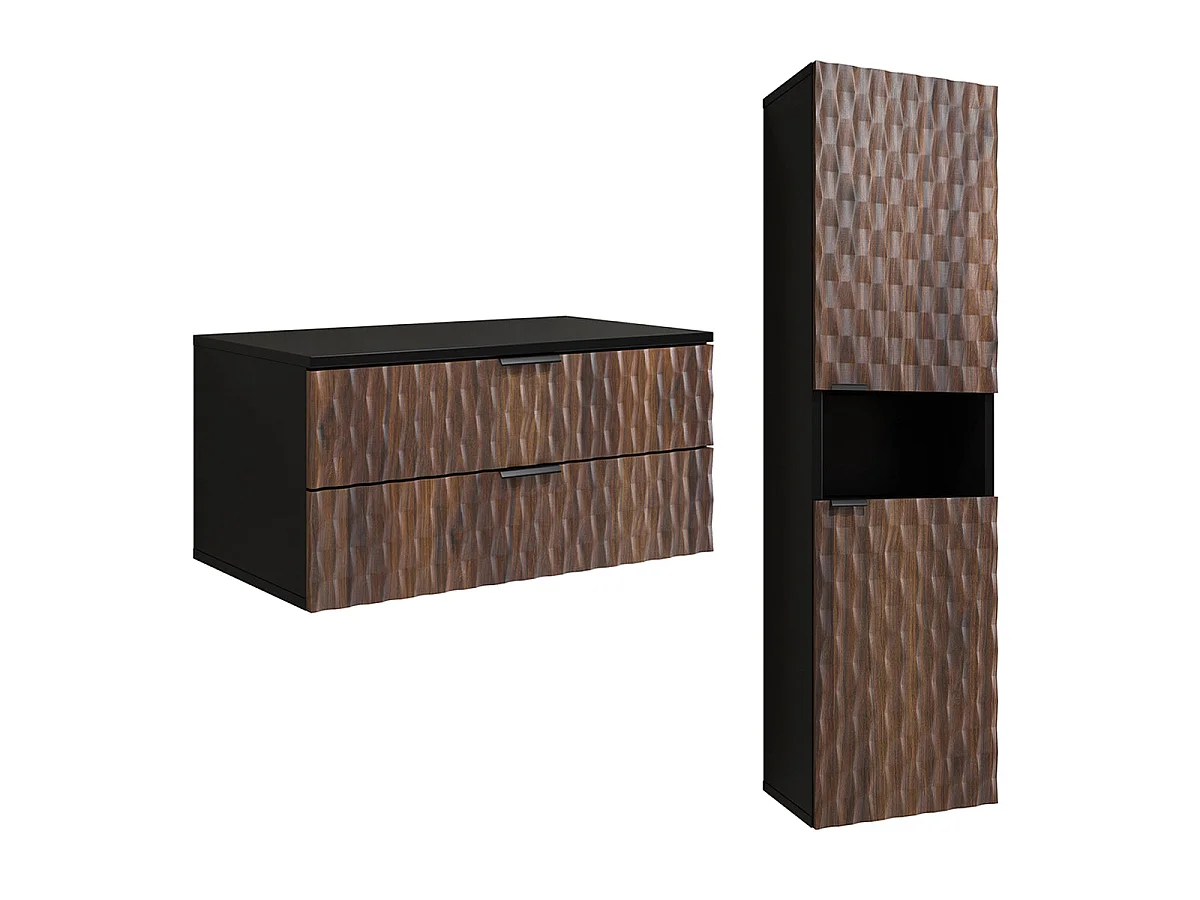 Ensemble meuble sous-vasque 80cm a stĺpik Nevia Drevo a Čierna
