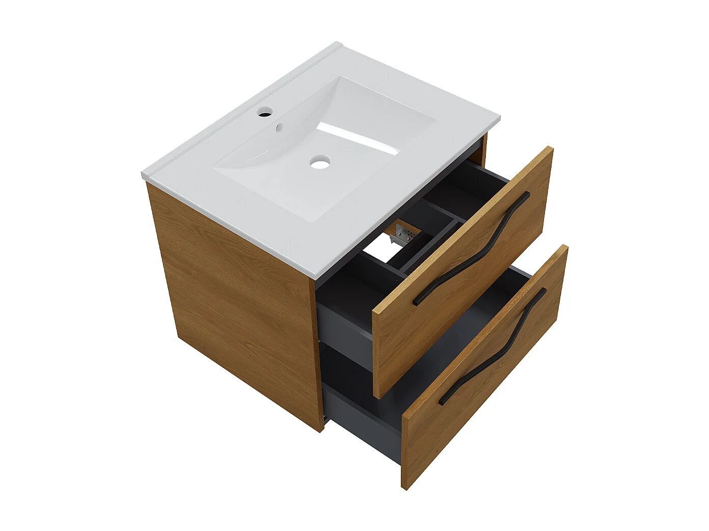 Meuble simple vasque encastrée 60 cm Douglas Bois