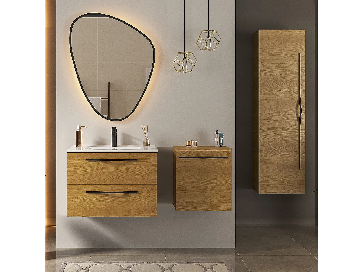 Meuble simple vasque encastrée 60 cm Douglas Bois