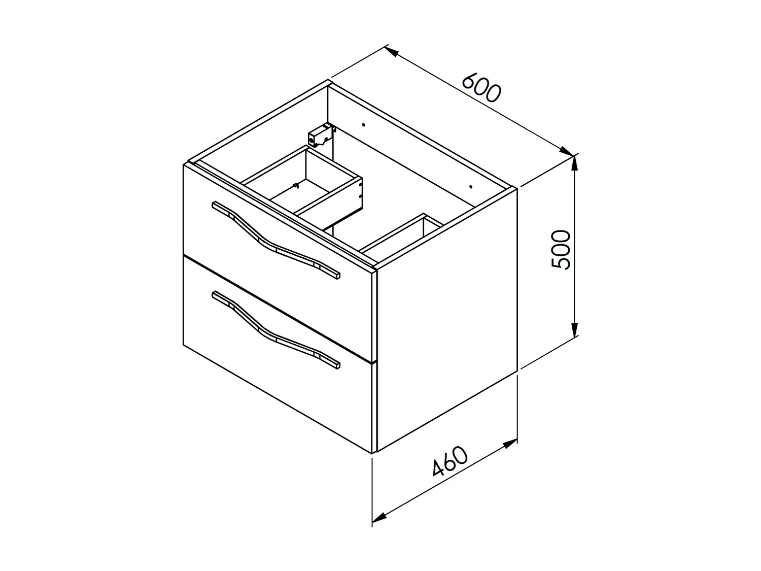Meuble simple vasque encastrée 60 cm Douglas Bois