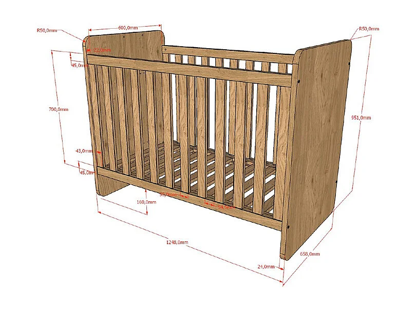 Lit évolutif 60x120 à 90x200 Sam Bois