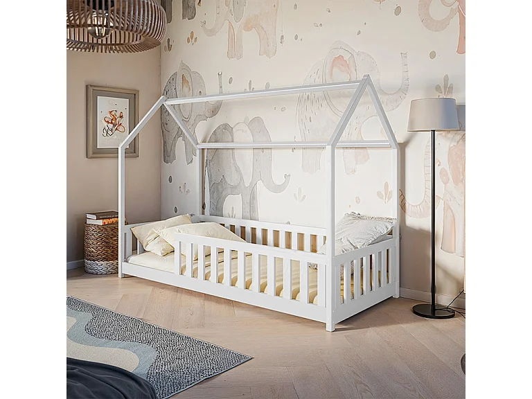 Lit cabane 90x200 sommier inclus Maya Blanc