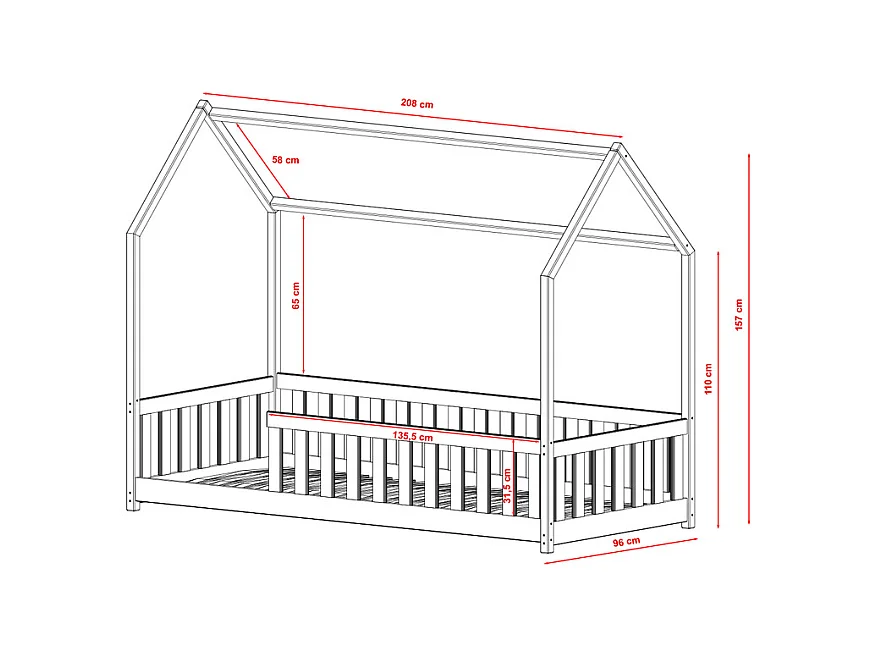 Lit cabane 90x200 sommier inclus Maya Blanc