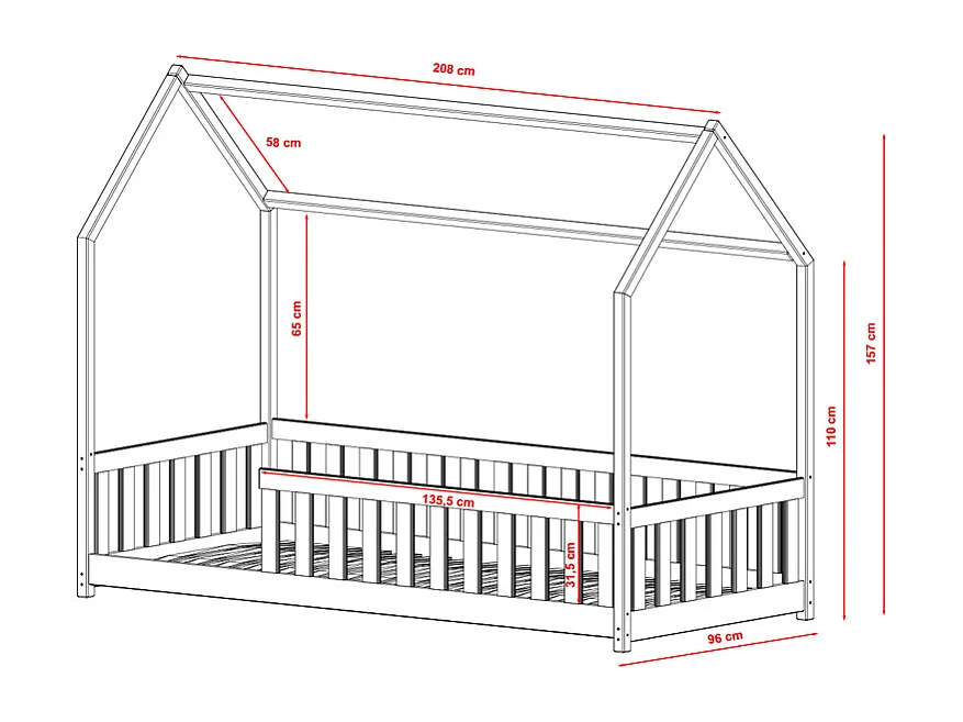 Lit cabane 90x200 sommier inclus Maya Blanc