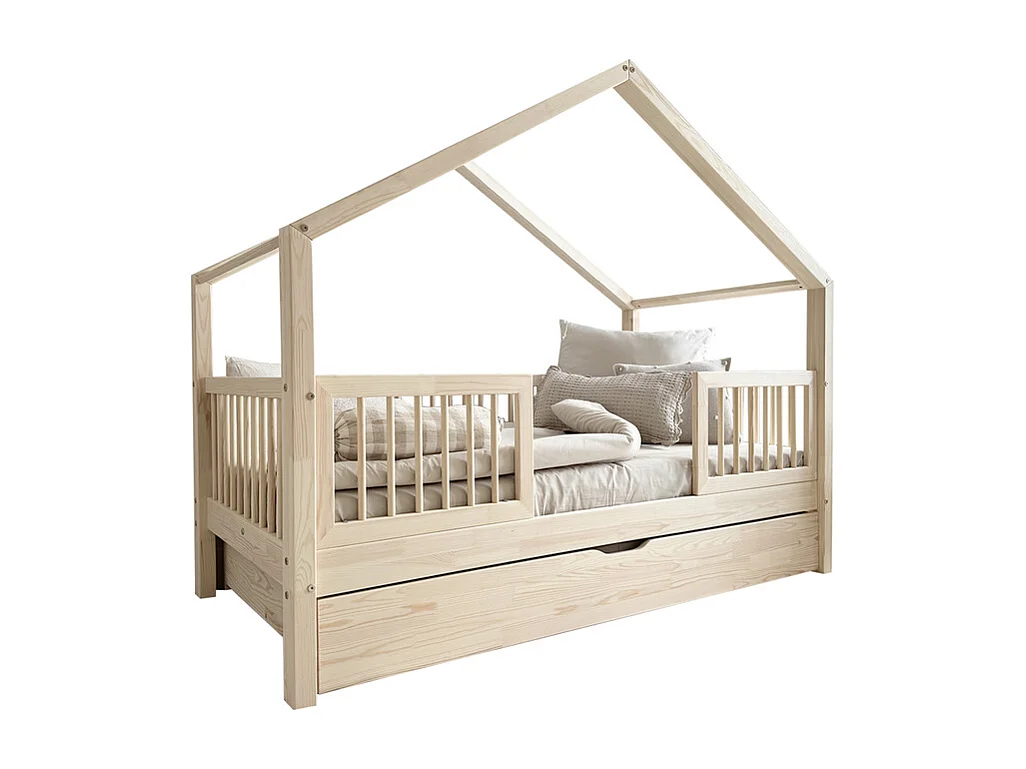 Lit cabane 90x190 barrières sommier et tiroir inclus Rosalie Boi