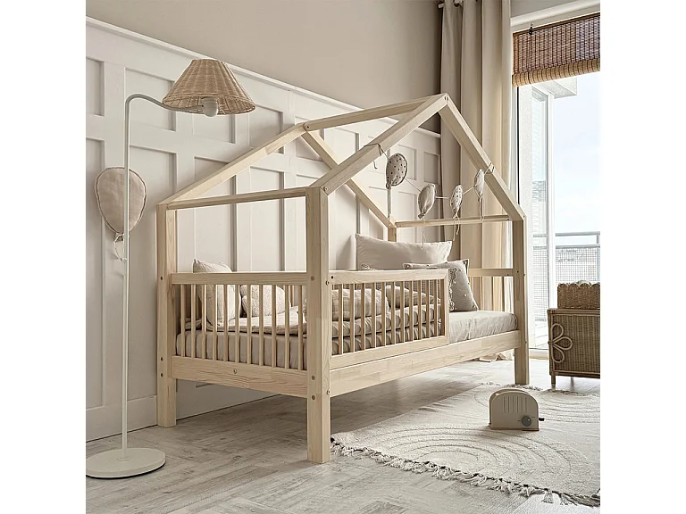 Lit cabane 90x190 barrière sommier et tiroir inclus Rosalie Boi