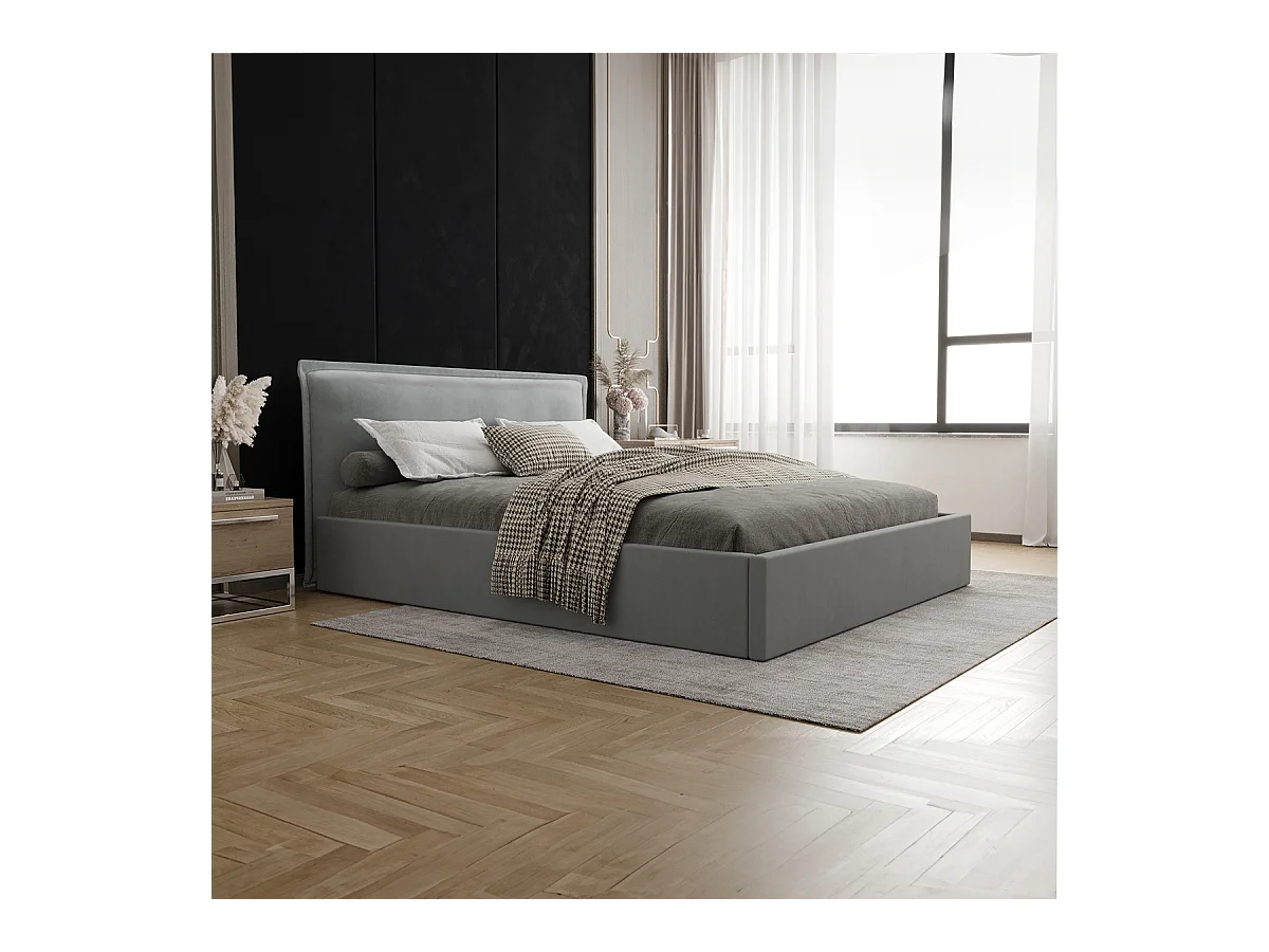 Lit coffre 160x200 sommier inclus Velis Gris