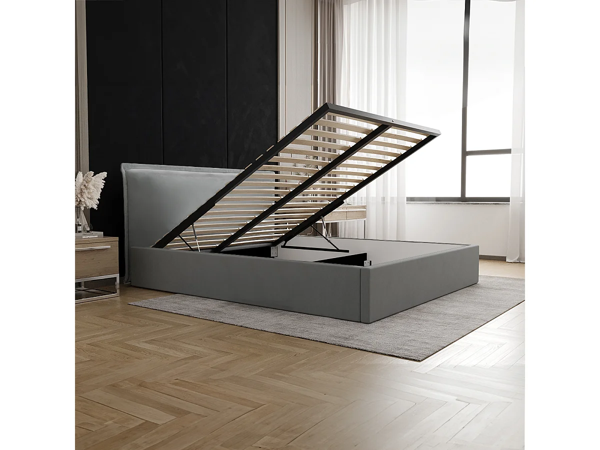 Lit coffre 160x200 sommier inclus Velis Gris