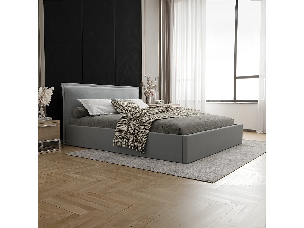 Lit coffre 160x200 sommier inclus Velis Gris