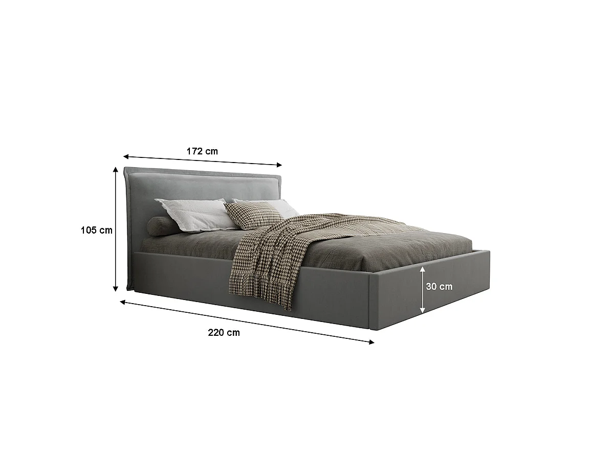 Lit coffre 160x200 sommier inclus Velis Gris