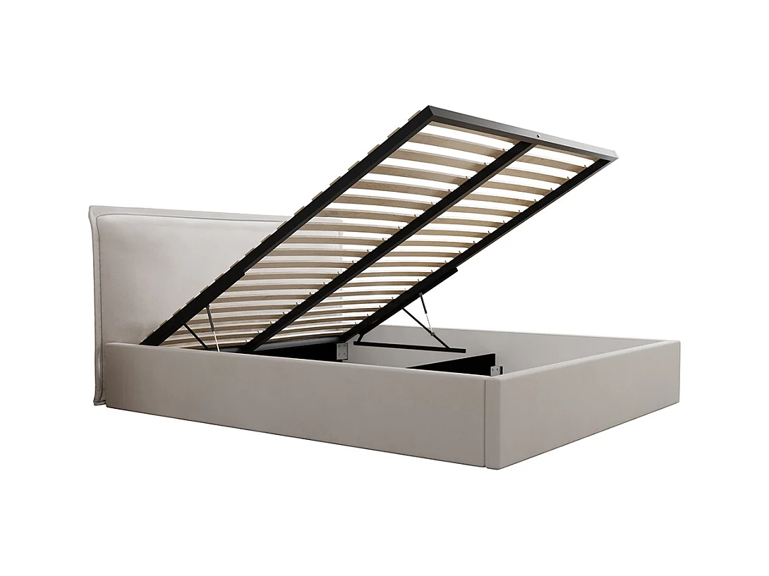 Lit coffre 160x200 sommier inclus Velis Blanc cassé