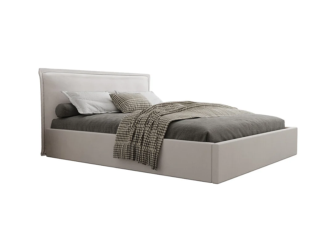 Lit coffre 160x200 sommier inclus Velis Blanc cassé