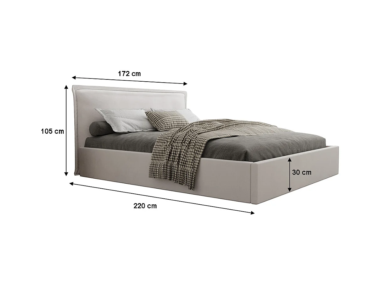 Lit coffre 160x200 sommier inclus Velis Blanc cassé
