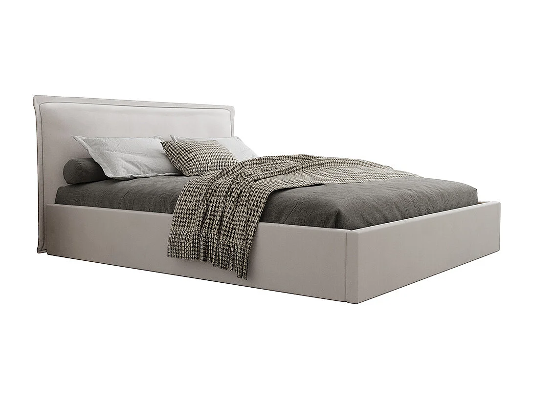 Lit coffre 160x200 sommier inclus Velis Blanc cassé