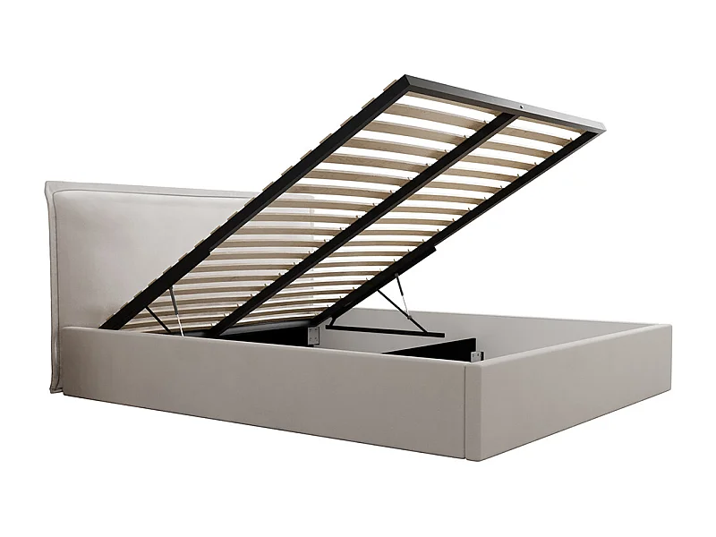 Lit coffre 160x200 sommier inclus Velis Blanc cassé