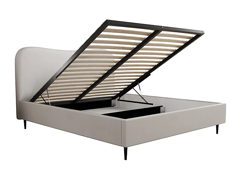 Lit coffre 160x200 sommier inclus Gemma Blanc cassé