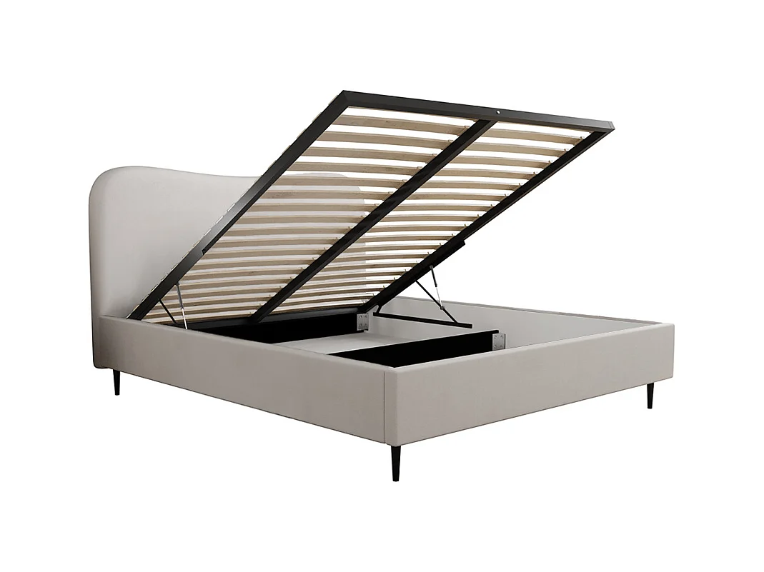 Lit coffre 160x200 sommier inclus Gemma Blanc cassé