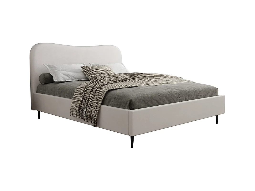 Lit coffre 160x200 sommier inclus Gemma Blanc cassé