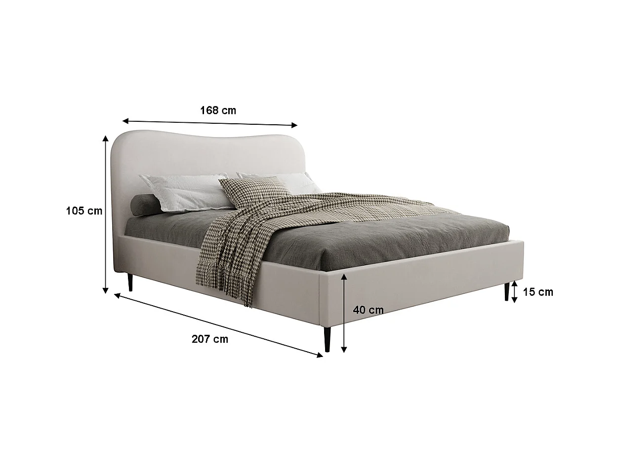 Lit coffre 160x200 sommier inclus Gemma Blanc cassé