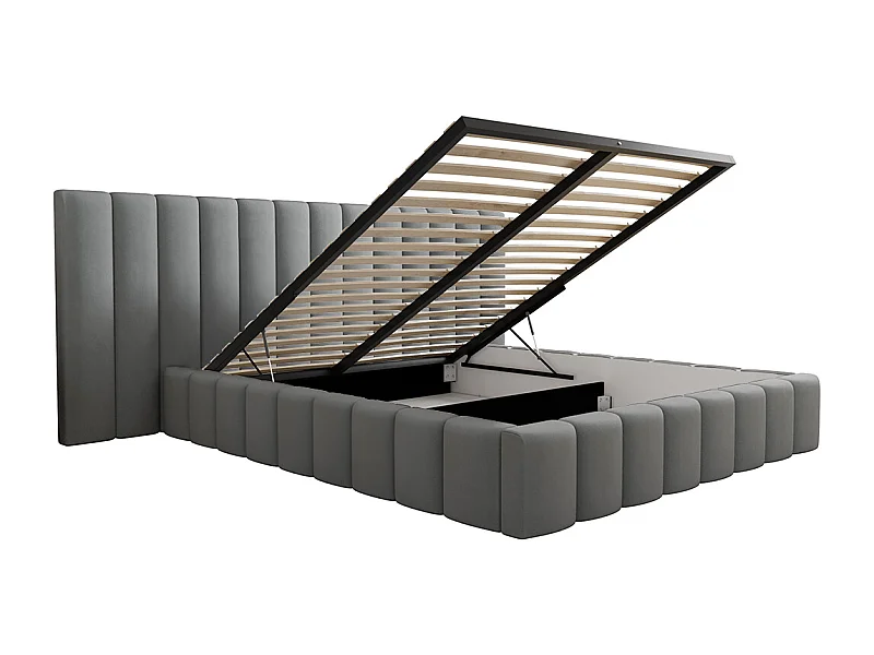 Lit coffre 160x200 sommier inclus Kira Gris