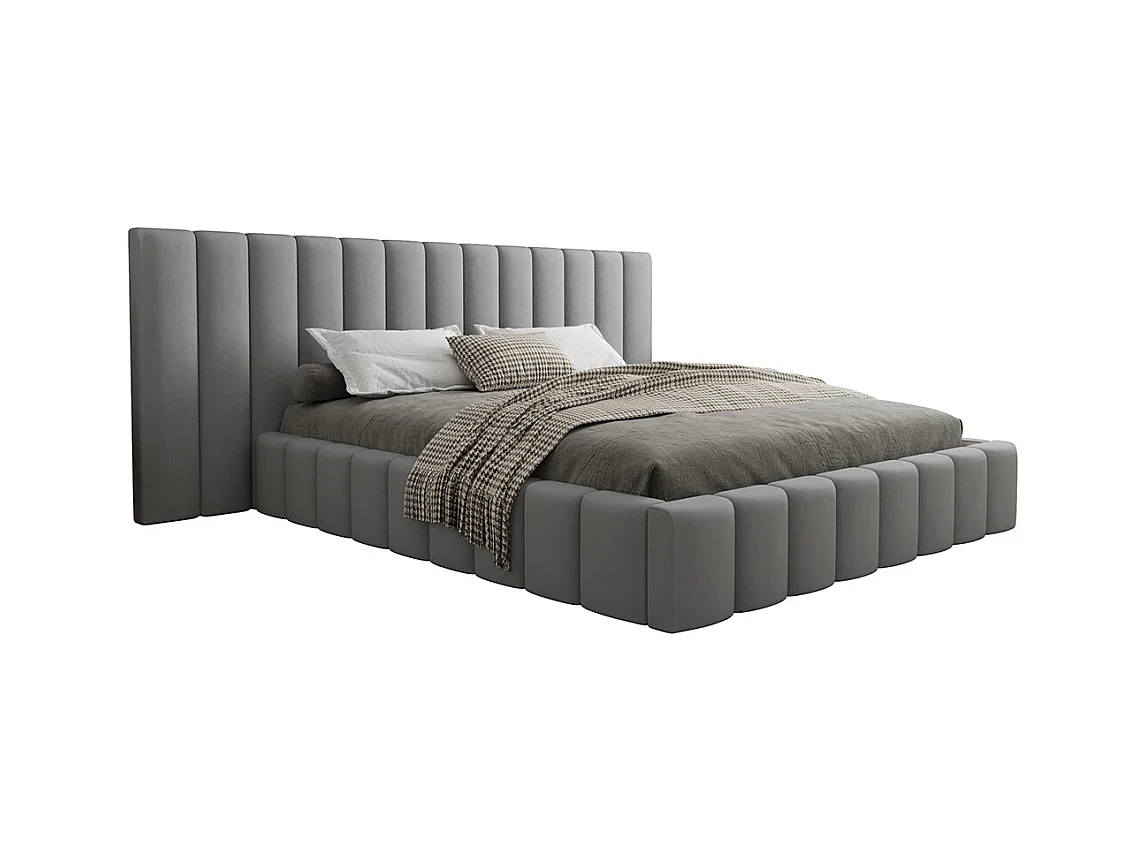 Lit coffre 160x200 sommier inclus Kira Gris