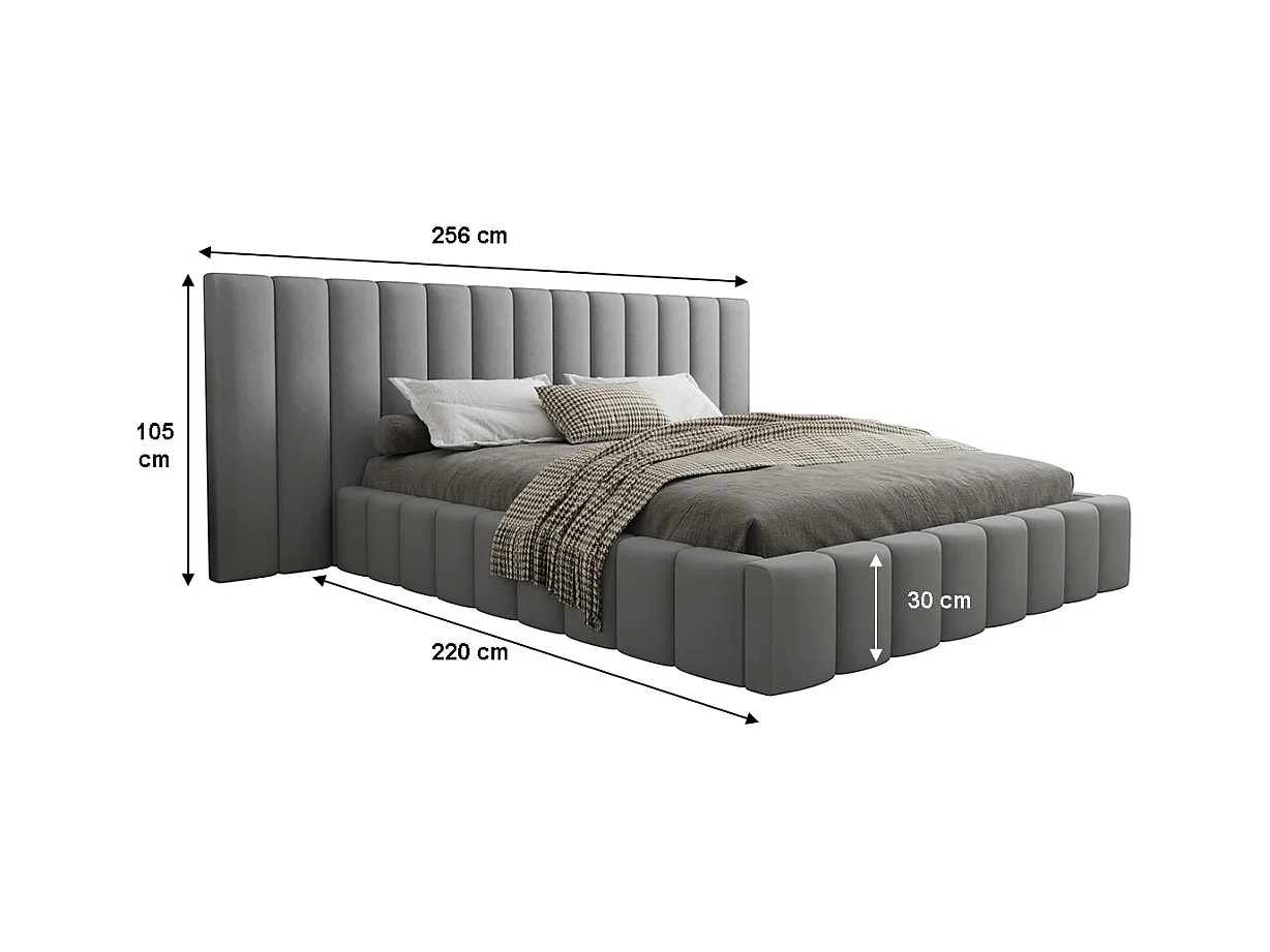 Lit coffre 160x200 sommier inclus Kira Gris