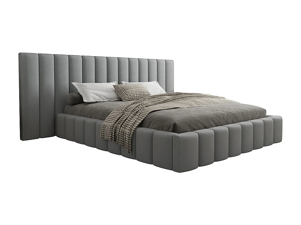 Lit coffre 160x200 sommier inclus Kira Gris