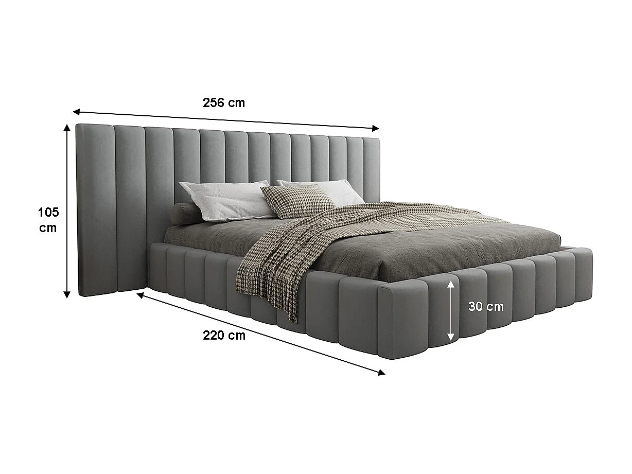 Lit coffre 160x200 sommier inclus Kira Gris