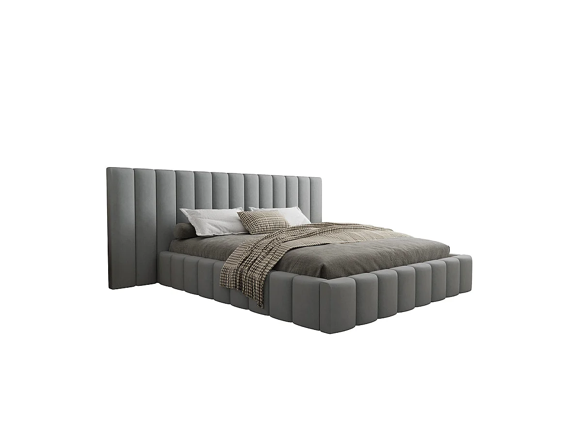 Lit coffre 160x200 sommier inclus Kira Gris
