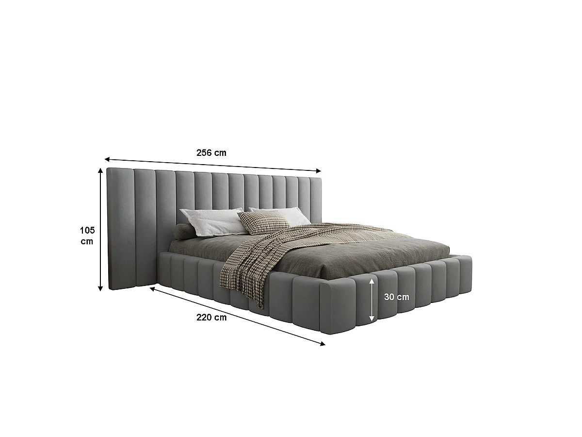 Lit coffre 160x200 sommier inclus Kira Gris