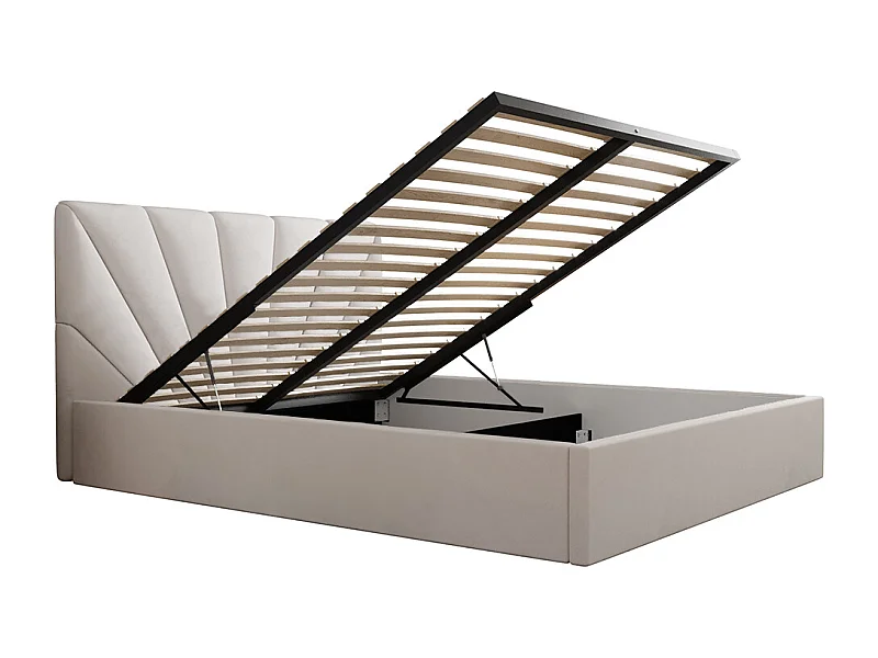 Lit coffre 160x200 sommier inclus Ysee Blanc cassé