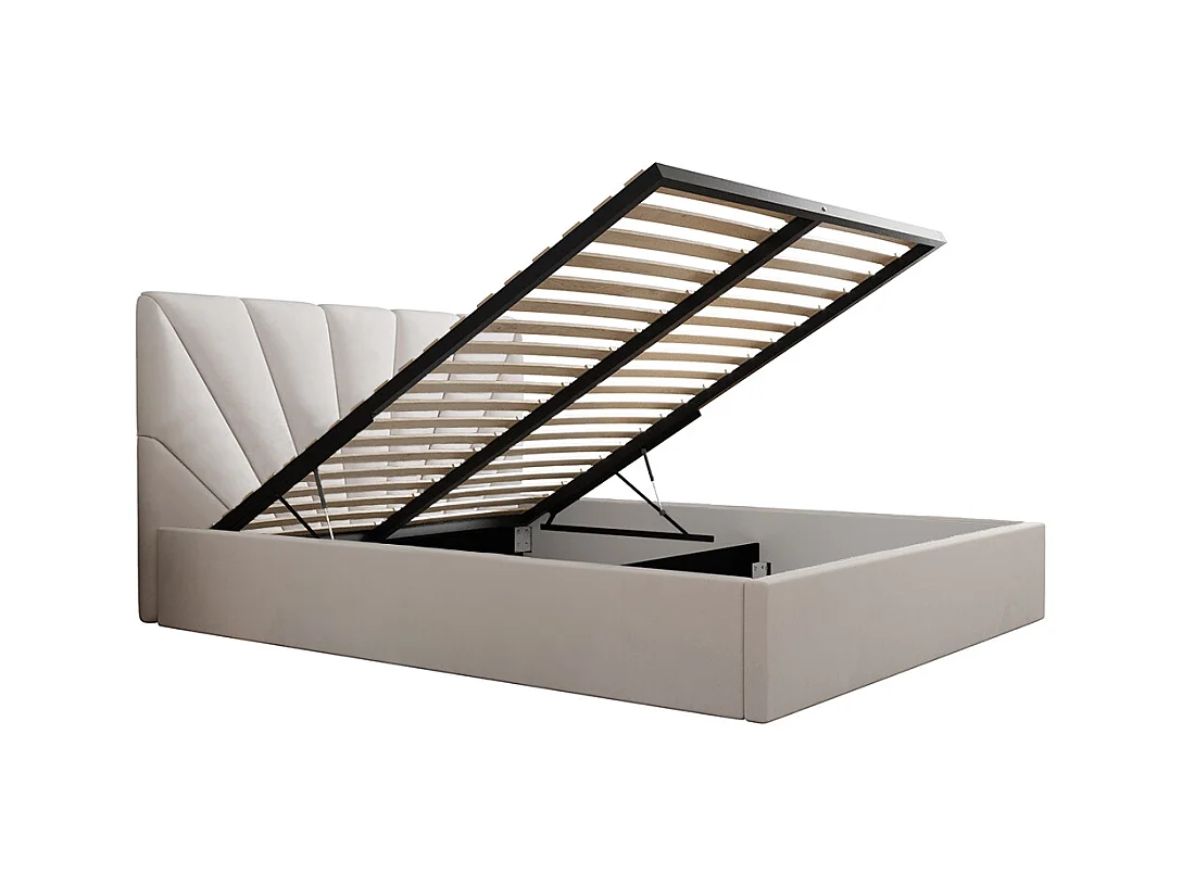 Lit coffre 160x200 sommier inclus Ysee Blanc cassé
