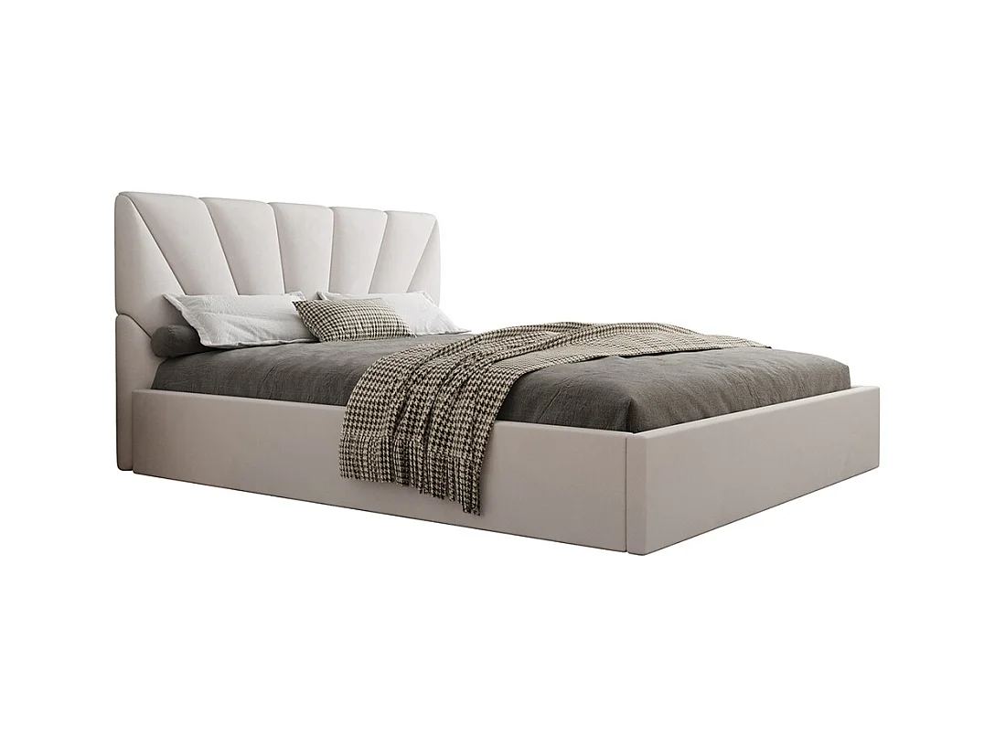 Lit coffre 160x200 sommier inclus Ysee Blanc cassé