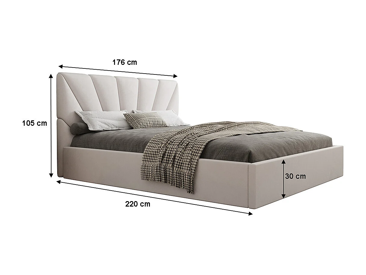 Lit coffre 160x200 sommier inclus Ysee Blanc cassé