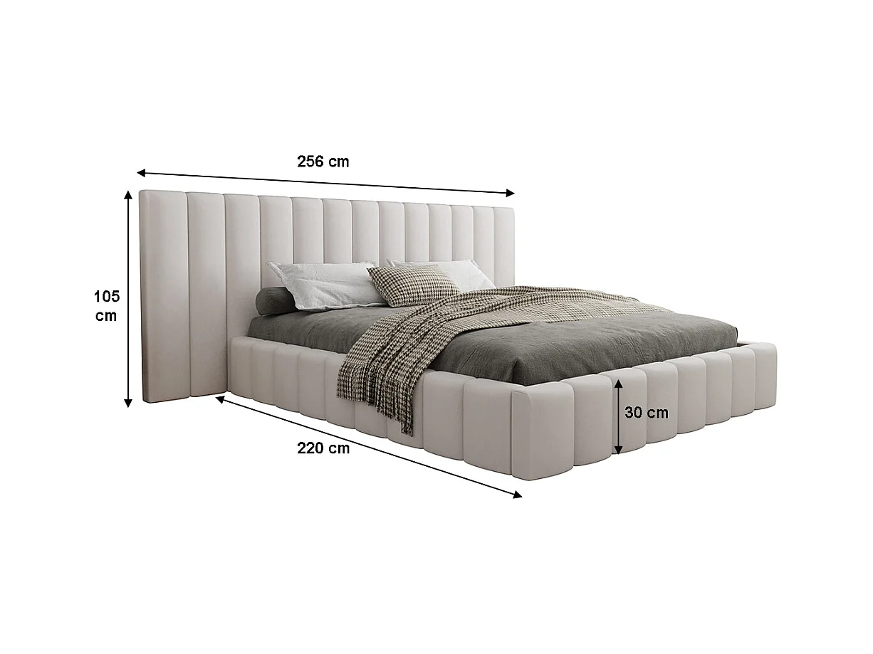Lit coffre 160x200 sommier inclus Kira Blanc cassé