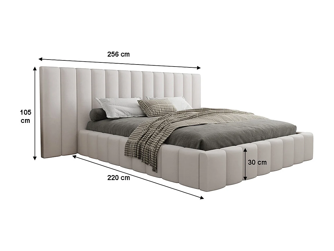 Lit coffre 160x200 sommier inclus Kira Blanc cassé