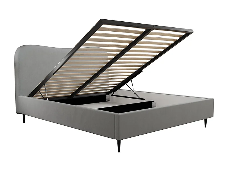 Lit coffre 160x200 sommier inclus Gemma Gris