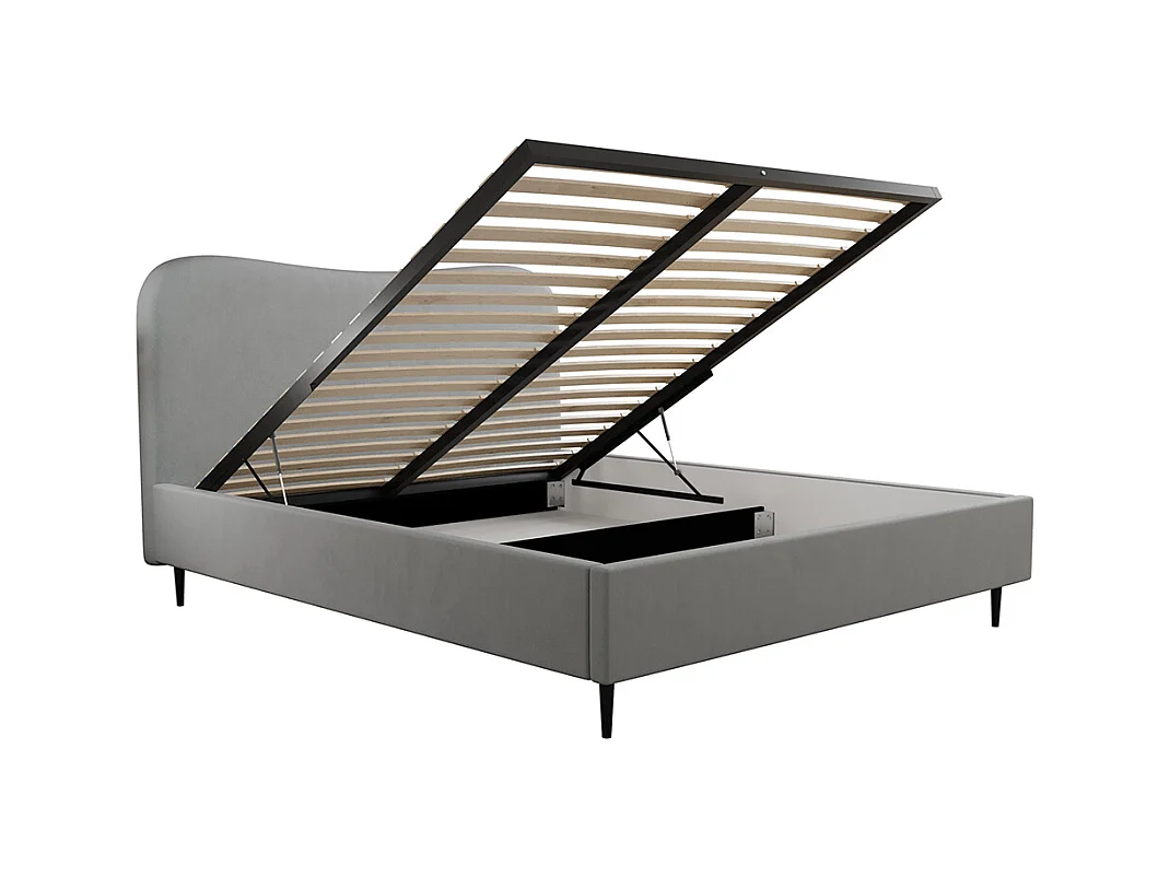 Lit coffre 160x200 sommier inclus Gemma Gris