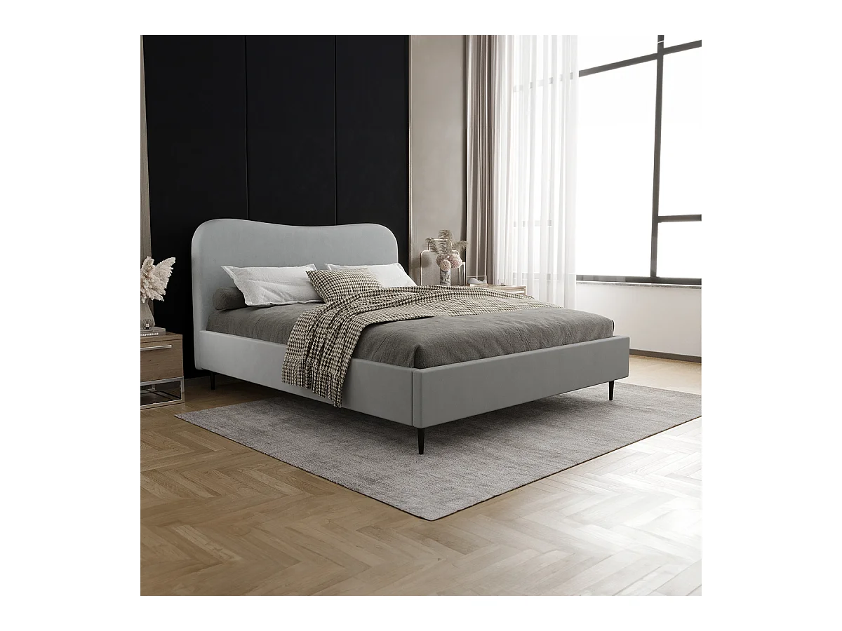 Lit coffre 160x200 sommier inclus Gemma Gris