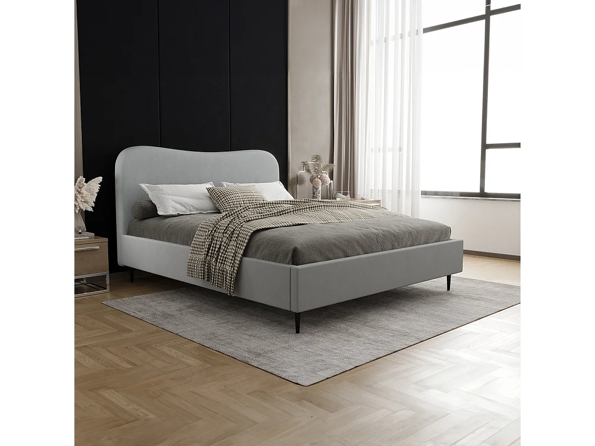 Lit coffre 160x200 sommier inclus Gemma Gris