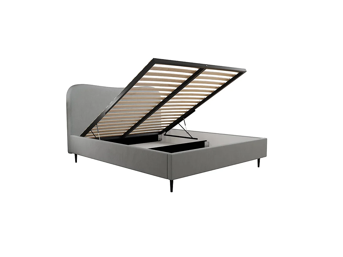 Lit coffre 160x200 sommier inclus Gemma Gris