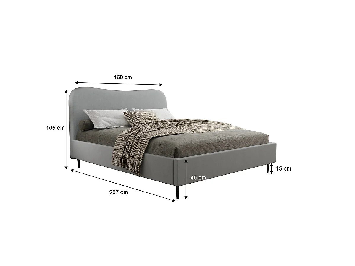 Lit coffre 160x200 sommier inclus Gemma Gris