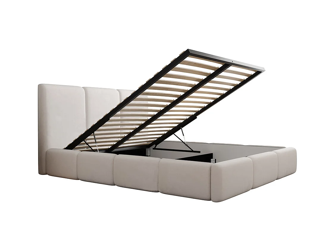 Lit coffre 160x200 sommier inclus Alto Blanc cassé