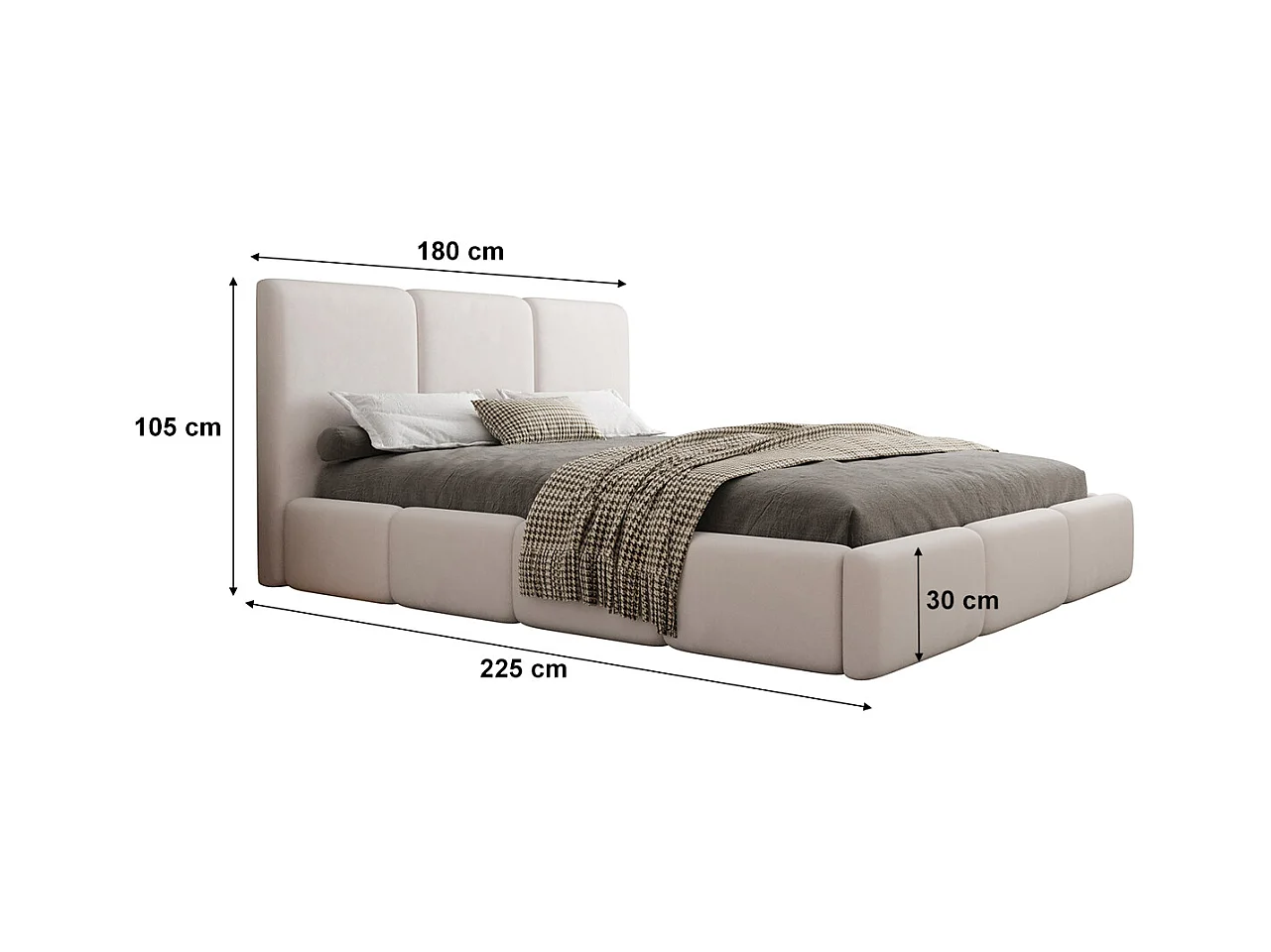 Lit coffre 160x200 sommier inclus Alto Blanc cassé
