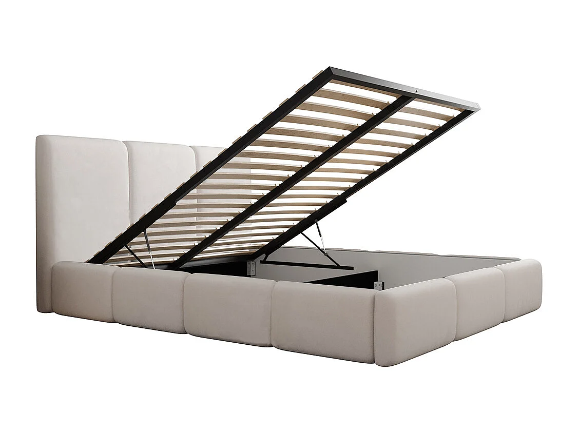 Lit coffre 160x200 sommier inclus Alto Blanc cassé
