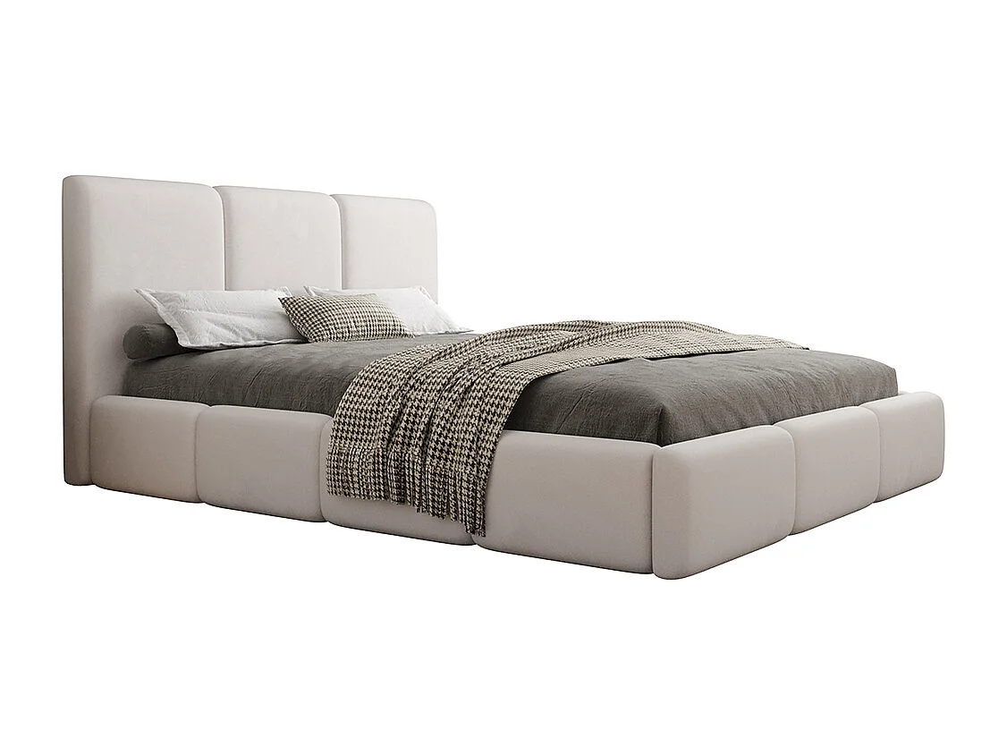 Lit coffre 160x200 sommier inclus Alto Blanc cassé