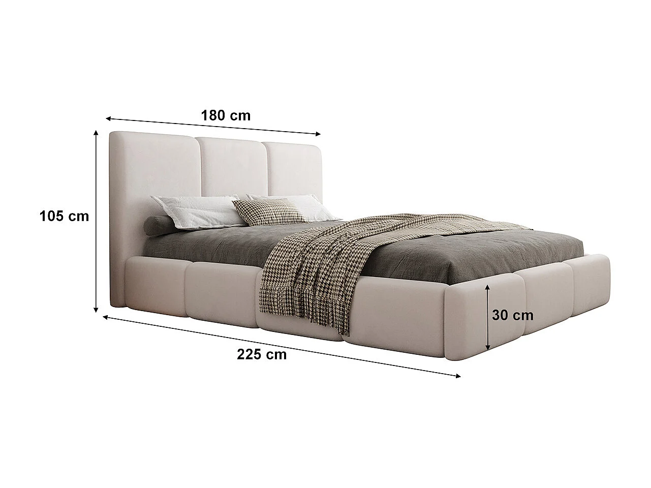 Lit coffre 160x200 sommier inclus Alto Blanc cassé