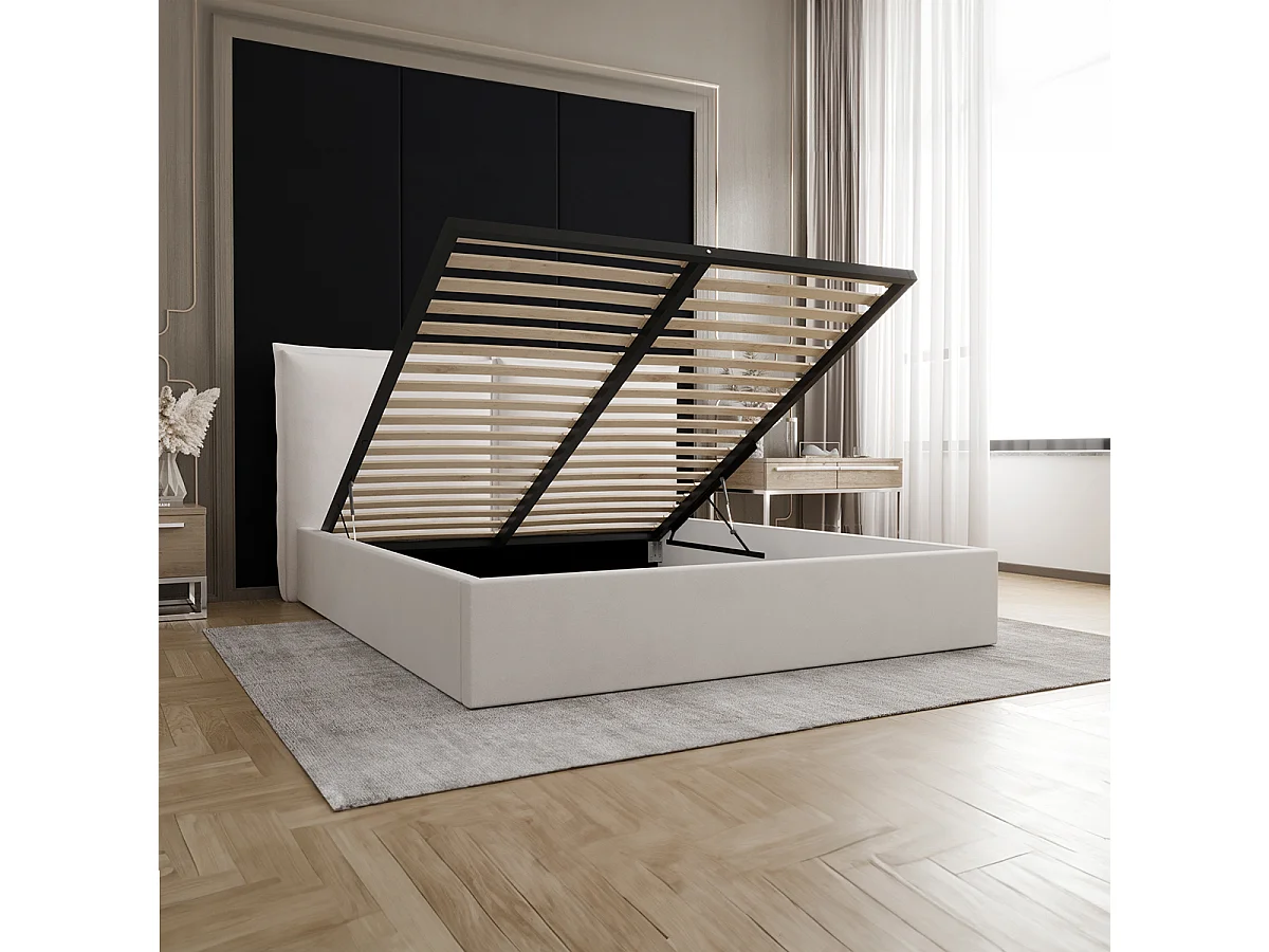 Lit coffre 160x200 sommier inclus Sandro Blanc cassé