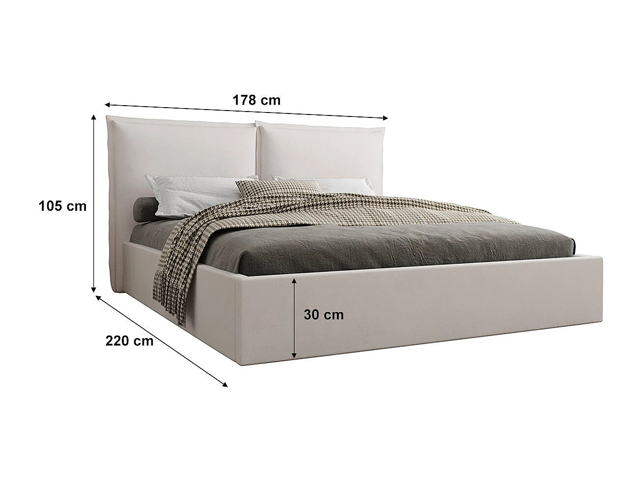 Lit coffre 160x200 sommier inclus Sandro Blanc cassé